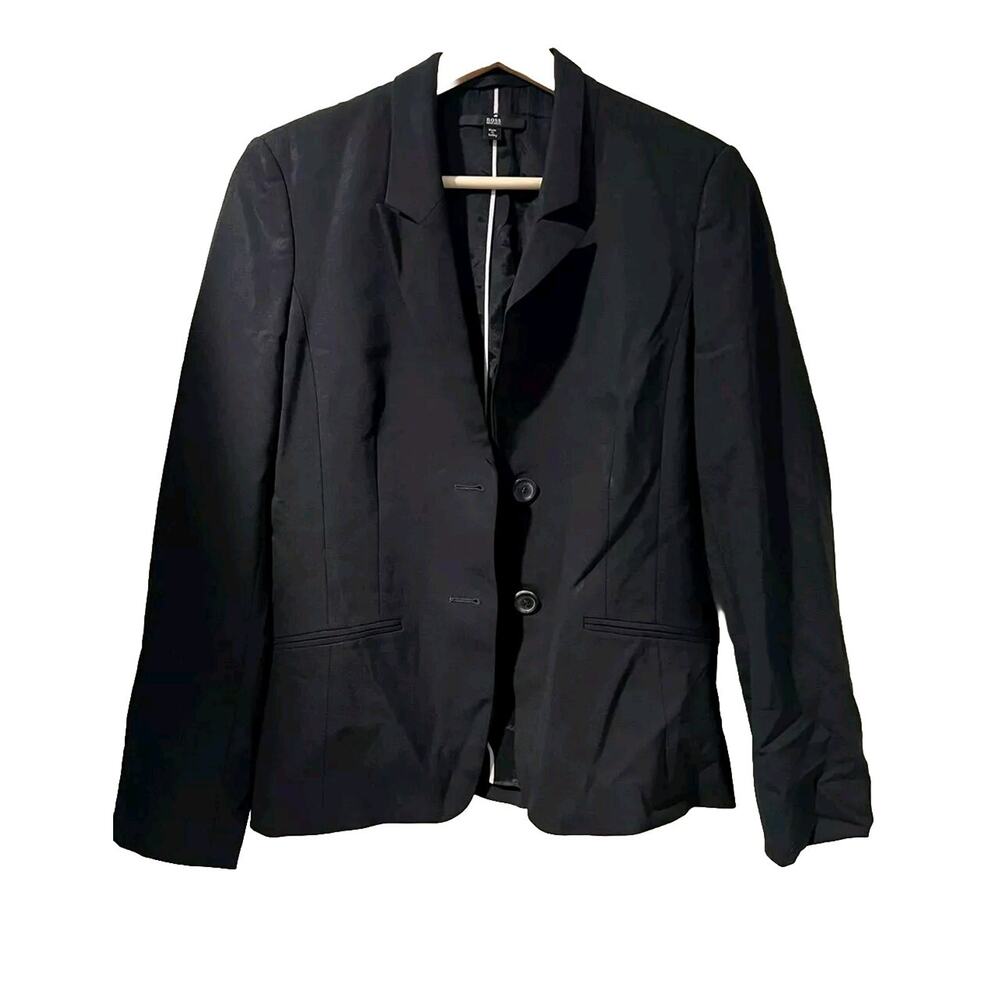 BOSS Hugo Boss black stretch wool all season blazer suit jacket‎ size 2 A001596